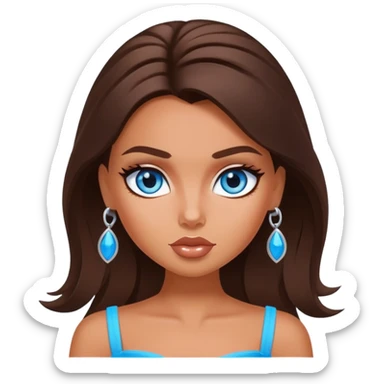 bratz baddie brunette blue eyes sticker