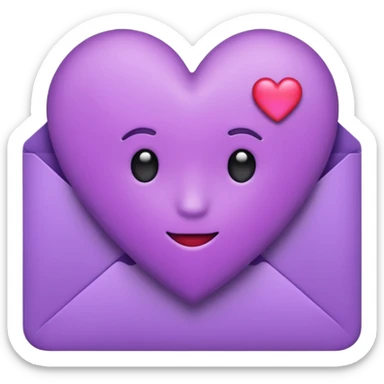 IOS's love letter emoji but with a purple heart instead of a red heart sticker