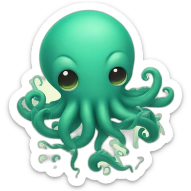 an adorable disoriented kraken and question marks around him sticker
