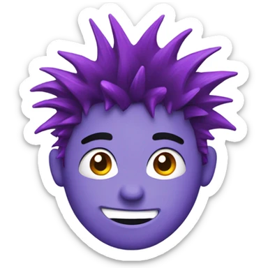 Messy, spiky purple hair emoji for a male character sticker