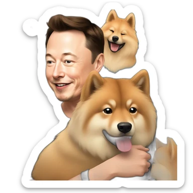 elon musk petting a eurasier sticker