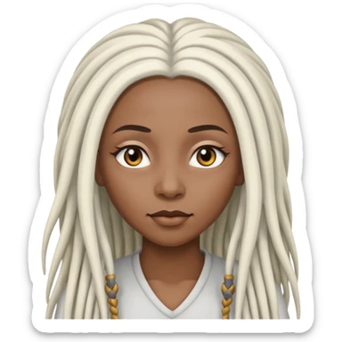 black woman with gray eyes with long white dreadlocs sticker