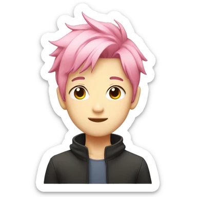 anime boy with pink hair sticker