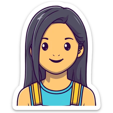 girl with straight  hair. and braces sticker