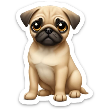 Fawn pug puppy standing sticker