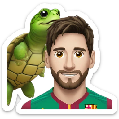 messi with a turtle cosplay sticker
