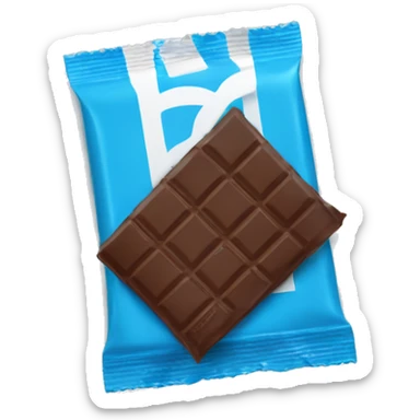 BLUE wrapper and white logo chocolate bar, wrapped in blue sticker