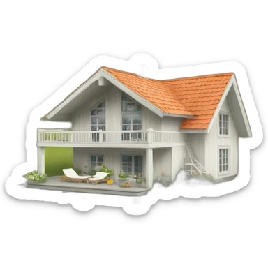 scandinavian summer house sticker