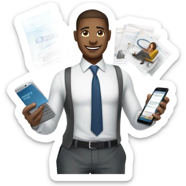 Agent working in sales telecomunication sticker