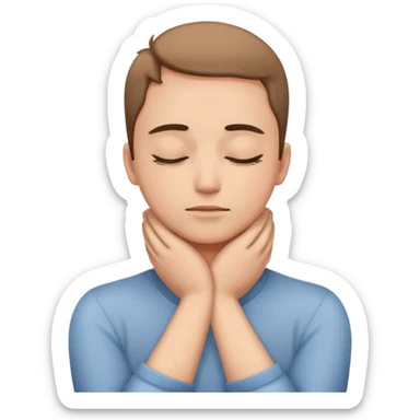 Person closing eyes with hands crossed on neck  sticker
