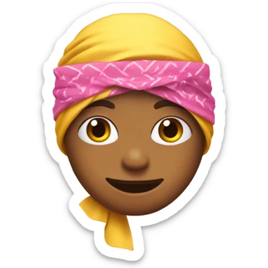 Yellow emoji with heart eyes in a pink bandana sticker