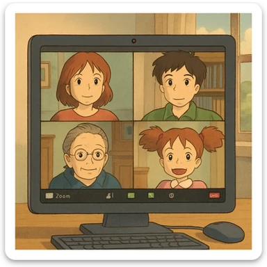 virtual zoom meeting video conference on a computer screen sticker