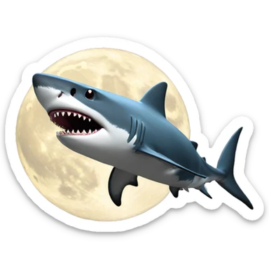 shark landing in the moon sticker