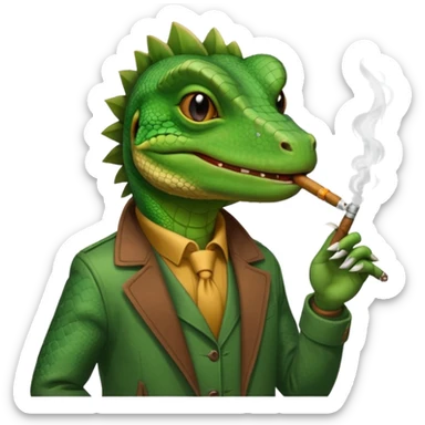 Lizard in a jacket smoking a joint sticker
