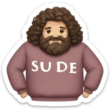 Rubeus Hagrid wears a Sweatshirt with the word Sude on it sticker