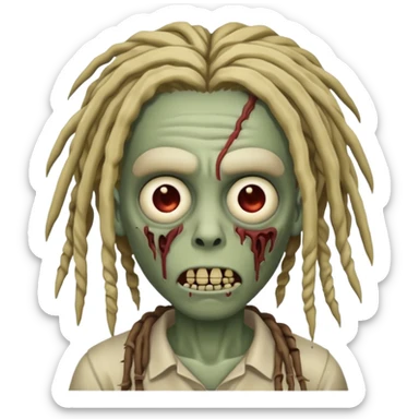 half zombie with locs sticker