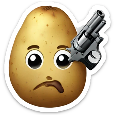 Potato with a gun sticker
