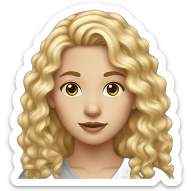 20 year old white woman blonde with long curly hair sticker