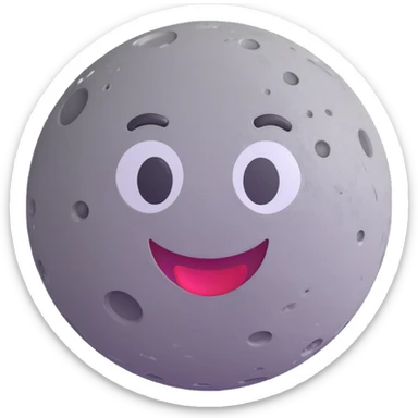 planet Mercury, round, rocky gray ball, covered in pitted marks and rough patches, 3D emoji style sticker