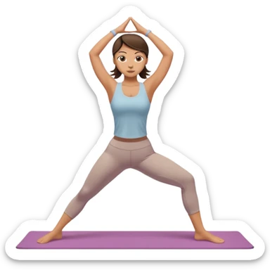 Brunette girl yoga in beige  sticker