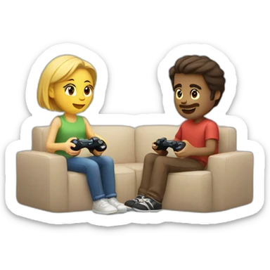 couple playing video game together sticker