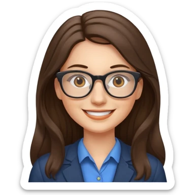 smile woman teacher with long brunette hair sticker