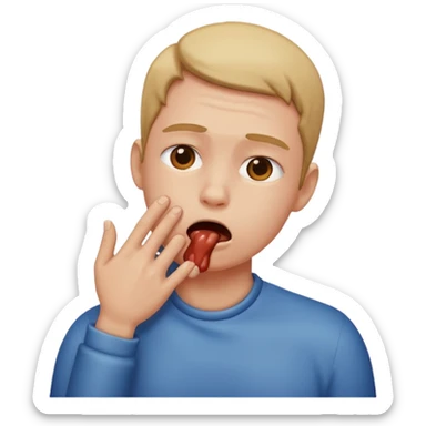 Someone pretending to choke themselves sticker