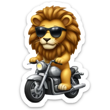 Can you put a lion riding a motorcycle, like and old one 🛵, any color, and wearing sunglasses  sticker