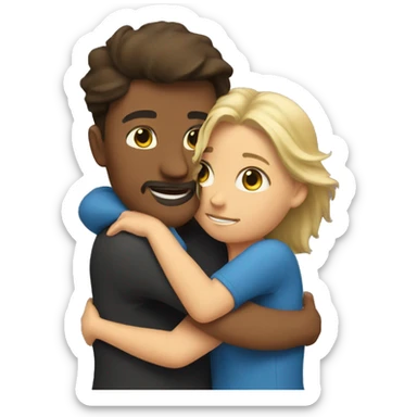 A guy and a woman hug sticker