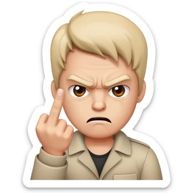 Mean mug with middle finger sticker