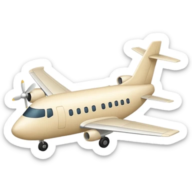 light beige (milky) airplane, Apple emoji style, simple shapes, no text sticker