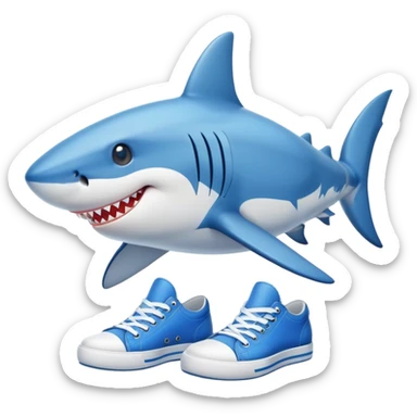 Shark wearing blue shoes sticker