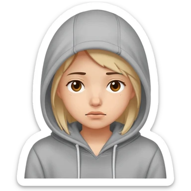 tired girl wearing hoodie  sticker