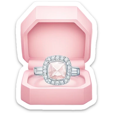 luxurious all white diamond ring place inside open elegance square light pink box sticker