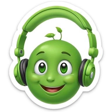 happy green pea with big headphones sticker
