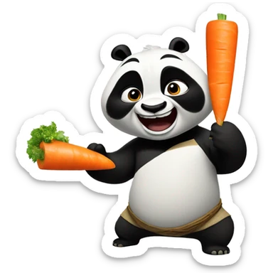 one Kung-fu panda eat a carrot sticker