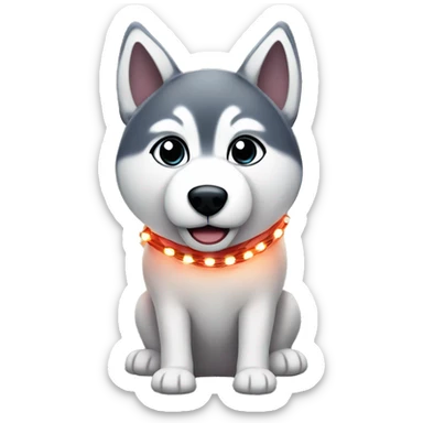 husky with Christmas lights wrapped around it sticker
