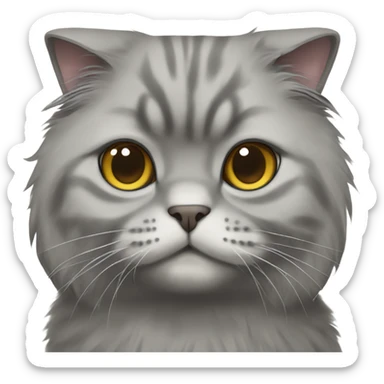 gray scottish fold long-hair cat sticker