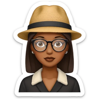 black woman wearing hats and glasses sticker