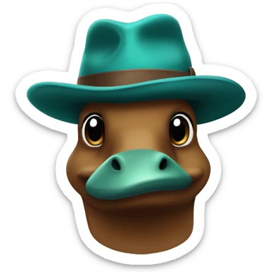 blue/green platypus with a brown fedora sticker