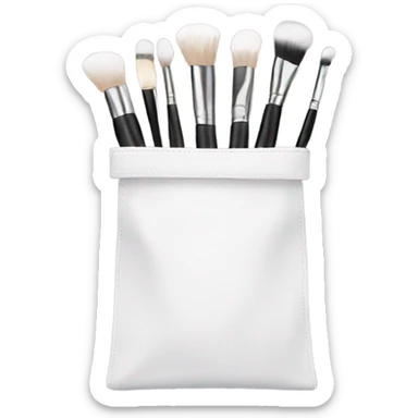 White bag with makeup brushes sticker