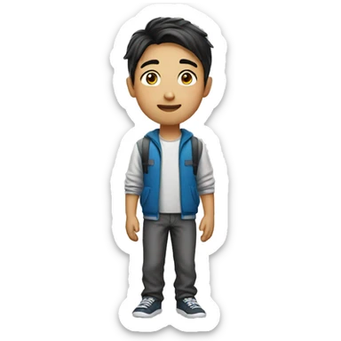 asian student boy sticker