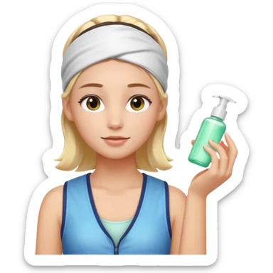 Clean girl aesthetic emoticons, apply skincare products, headband, glowing skin, vest, soft lighting
 sticker