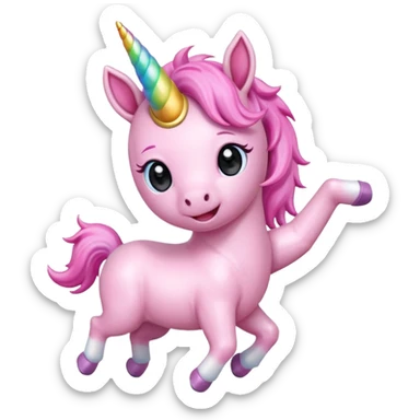 Cute anime pink baby unicorn dancing 
 sticker