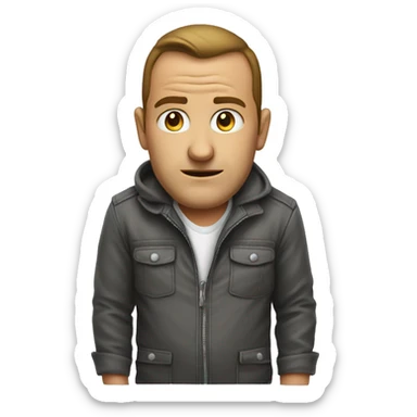 man showing empty pockets photorealistic serious sticker