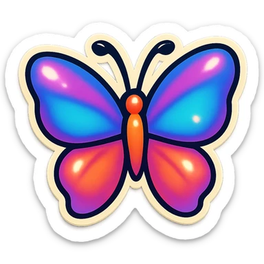 cartoon style sticker, single butterfly symbol, simple and clear, no text sticker