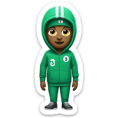 Squid game player in green track suit  sticker