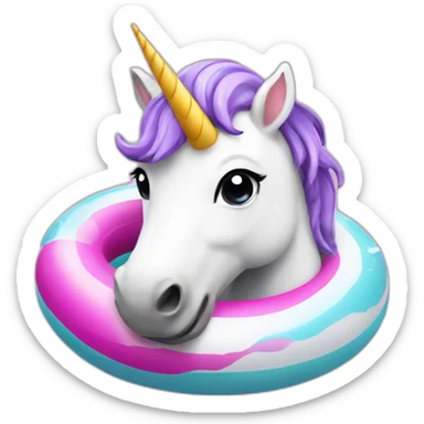 unicorn with a swimming ring sticker