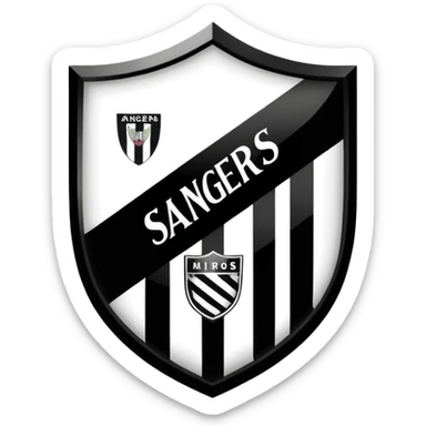 Football club Miros De Cer SV Angers logo, black and white striped shield with 1919 year, sports team emblem sticker