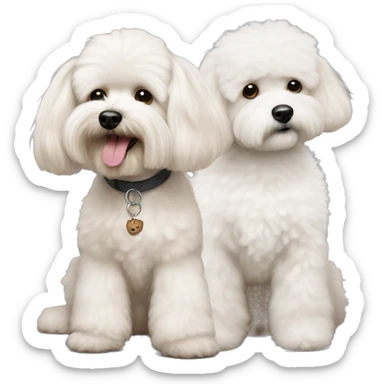 Big apricot cockapoo and small white bichon frise sticker